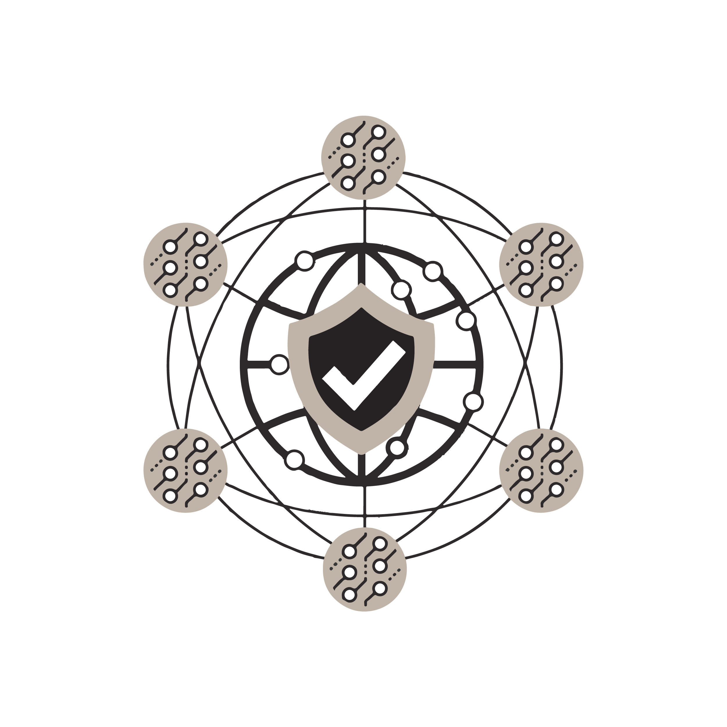 Icon of a check mark laid over a shield.